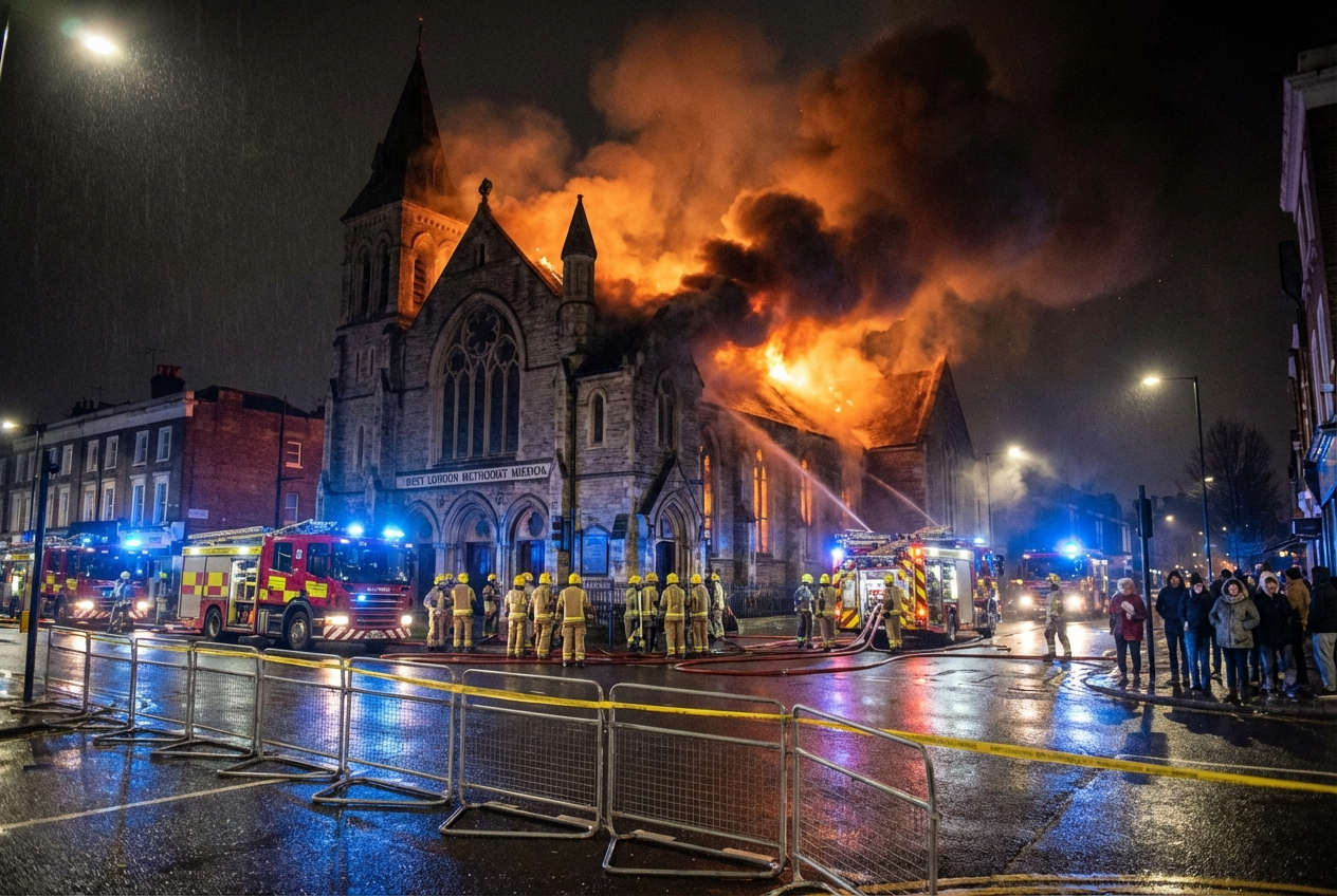 Fire Ravages Historic London Methodist Church