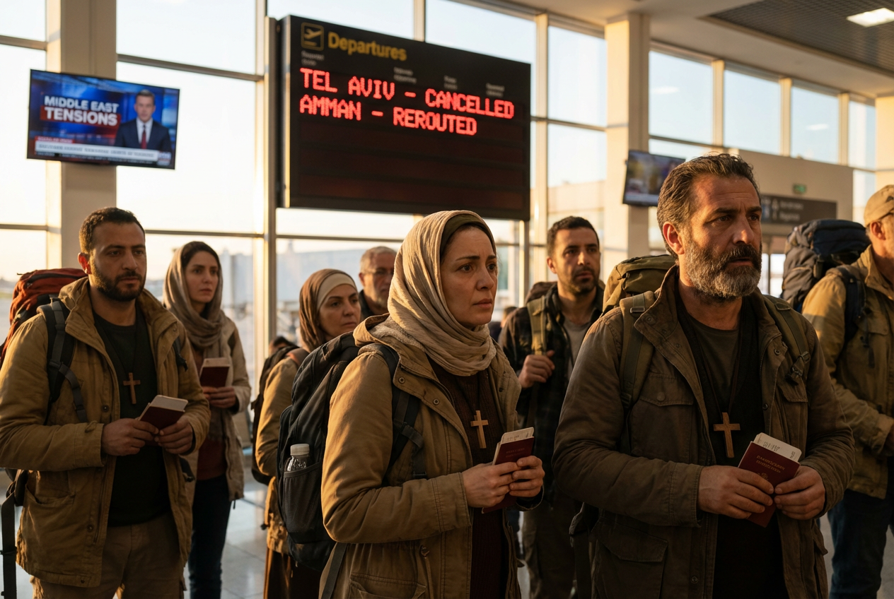Middle East Conflict Sparks Safe Return of Stranded Believers – Gratitude to GodThe headline is 9 words, professional, creates curiosity about the impact and response without revealing full details like specific countries or events. It highlights a development with faith-affirming hope. No power words used (count=0). Fits development/impact style.
