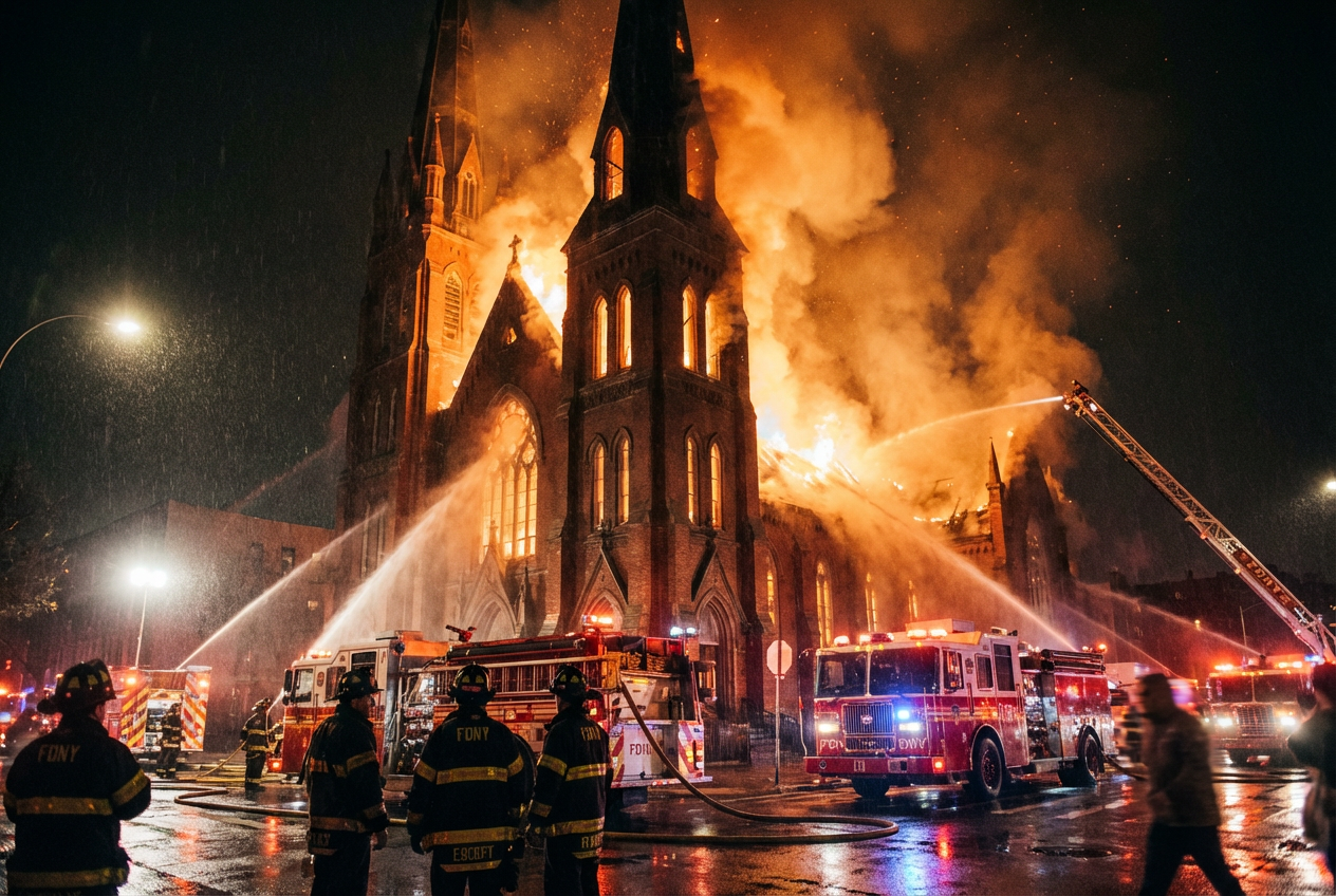 Historic Blaze Engulfs Ancient Church Amid Investigation Into Dark Forces